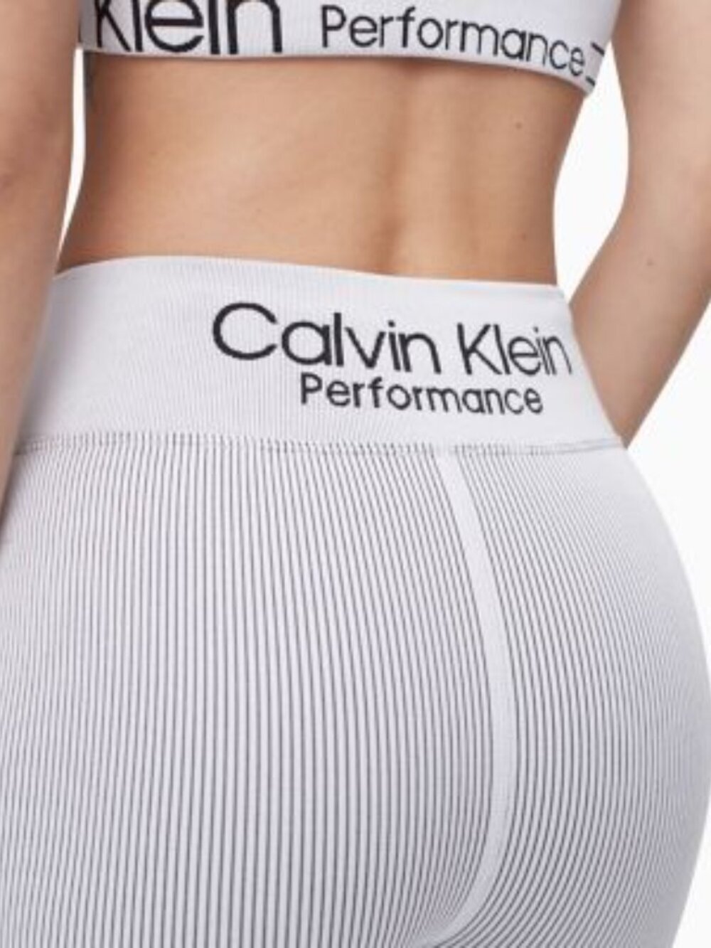 Calvin Klein Performance Light Grey Ribbed Leggings - Picture 2 of 7
